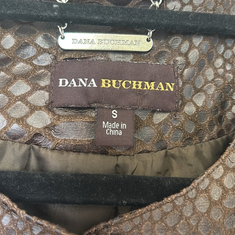 Dana buchman blazer small faux leather snakeskin brown animal print moto style - Picture 4 of 13